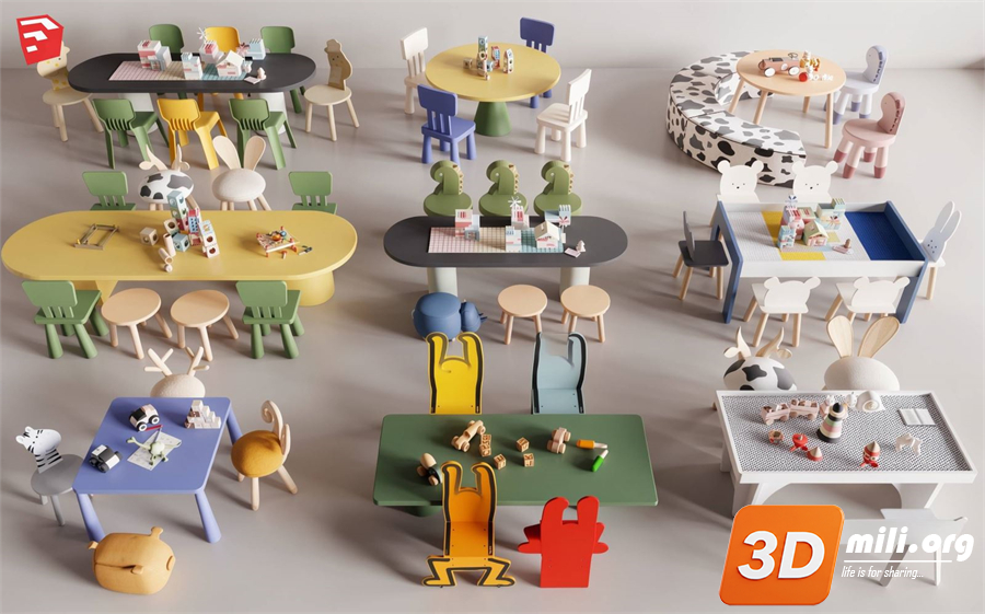 Kid's table and chairs Skp Files 